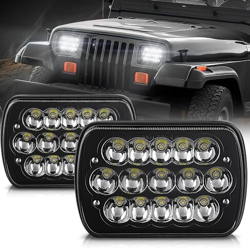 Auto Dynasty H6054 LED Headlight assembly 7x6 5x7 Headlamp Hi/Low Sealed Beam Compatible with Chevy Express Blazer Van GMC S10 C/K Ford E/F Jeep Wrangler YJ XJ CherokeeTruck Van, 5000K Output, Chrome in Saudi Arabia