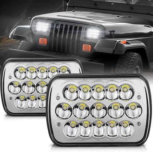 Auto Dynasty H6054 LED Headlight assembly 7x6 5x7 Headlamp Hi/Low Sealed Beam Compatible with Chevy Express Blazer Van GMC S10 C/K Ford E/F Jeep Wrangler YJ XJ CherokeeTruck Van, 5000K Output, Chrome in Saudi Arabia