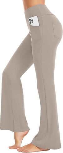 yoakuka flare yoga leggings for women tummy control work pants bell bottle bott wide wide with 4 mobicets in Kuwait