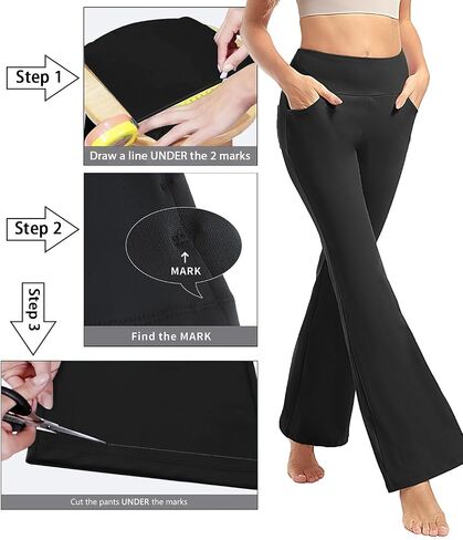 yoakuka flare yoga leggings for women tummy control work pants bell bottle bott wide wide with 4 mobicets in Kuwait