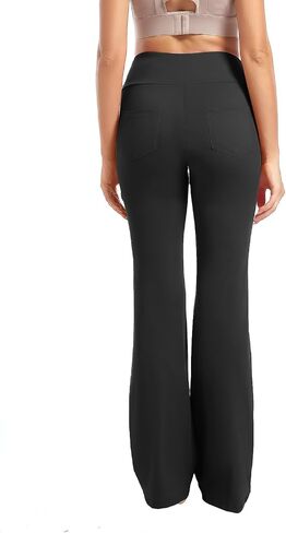 yoakuka flare yoga leggings for women tummy control work pants bell bottle bott wide wide with 4 mobicets in Kuwait