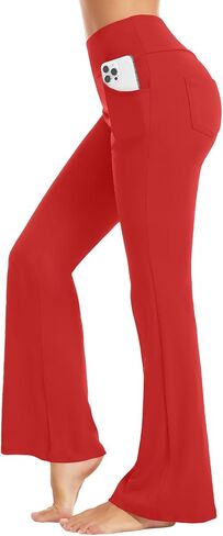 yoakuka flare yoga leggings for women tummy control work pants bell bottle bott wide wide with 4 mobicets in Kuwait