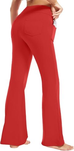yoakuka flare yoga leggings for women tummy control work pants bell bottle bott wide wide with 4 mobicets in Kuwait