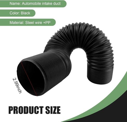 1 PC Car Stretchable Waterproof Air Intake Pipe, 9.8 "-39.3" Flexible Retractable Bendable Cold Air Guide Hose, 2.99" Modified Bellows Connecting Pipe Accessories, for Most Cars in Saudi Arabia
