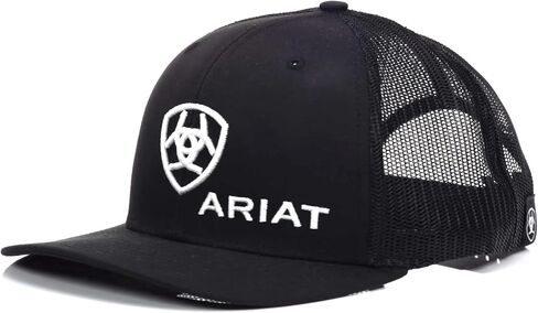 ARRIA.T Men's Shield Richardson 112 Snapback Cap – Black Front, White Mesh Back, Structured 6-Panel, Mid-Profile Trucker Hat, Adjustable Fit, Western Style Baseball Cap in Saudi Arabia