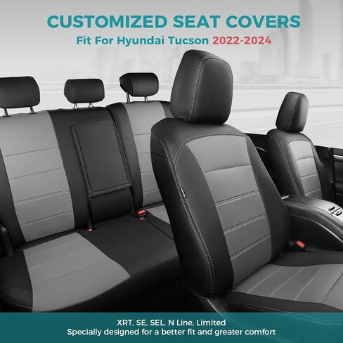for Hyundai Tucson Seat Covers 2025 2024 2023 2022 - Full Set Leather Custom Fit Tucson Seat Covers XRT/SE/SEL/N Line/Limited Full Coverage Front and Rear Seat Protectors Waterproof, Black in Saudi Arabia