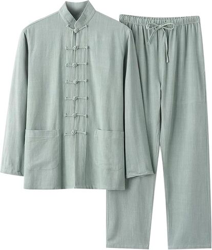 Unisex Kung Fu Uniform with Mandarin Collar, Long Sleeve Cotton Tai Chi Outfit for Performance or Practice (6 L) in Saudi Arabia