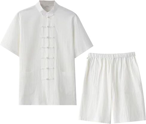 Unisex Kung Fu Uniform with Mandarin Collar, Long Sleeve Cotton Tai Chi Outfit for Performance or Practice (6 L) in Saudi Arabia