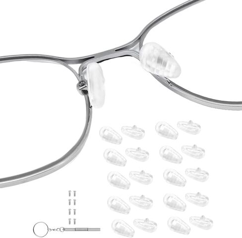 10 Pairs Teardrop Screw-in Nose Pads, Air Bag Cushion Glasses Pads, Silicone Anti-Slip Nose Pads for Eyeglass,Clear in Kuwait