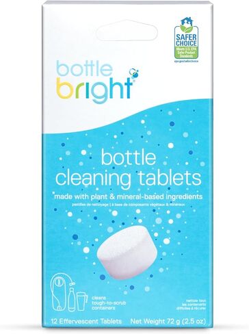 36 قرصًا من Bottle Bright - معتمدة من وكالة حماية البيئة (EPA)، مصنوعة من الفولاذ المقاوم للصدأ النظيف، والترمس، والأكواب، وزجاجات المياه المعزولة، والبلاستيكية والقابلة لإعادة الاستخدام - أقراص تنظيف الزجاجة الساطعة سهلة الاستخدام وآمنة in Saudi Arabia