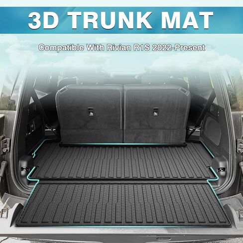 Mixsuper Cargo Liner for 2022-2025 Rivian R1S Cargo Mat Backrest Mat for R1S All Weather Trunk Mat Backrest Mat TPE Back Seat Cover Protector for R1S Accessories in Saudi Arabia