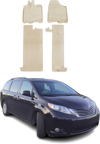 OMAC Floor Mats for Toyota Sienna 2004-2010 Car Mats All Weather 3D Custom Fit Rubber Mat Waterproof Odorless TPE Floor Liners Laser Measured Non-Slip (Black) in Kuwait