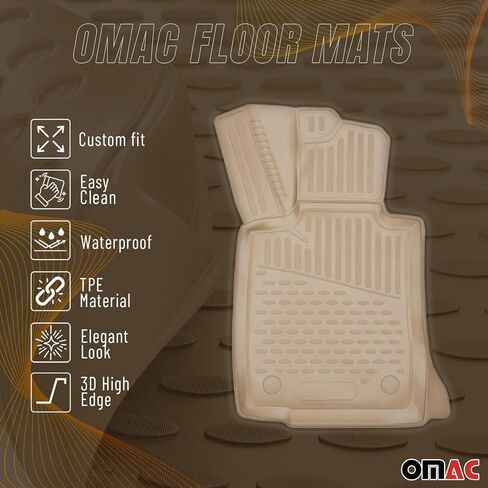 OMAC Floor Mats for Toyota Sienna 2004-2010 Car Mats All Weather 3D Custom Fit Rubber Mat Waterproof Odorless TPE Floor Liners Laser Measured Non-Slip (Black) in Kuwait