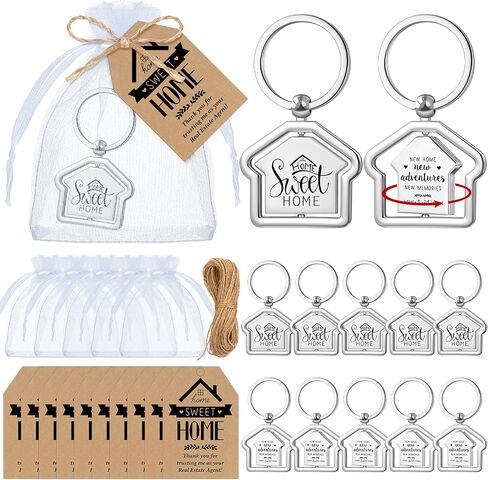 Estate Agent Gifts for Clients Sweet Home Keychain Thank You Cards and Organza Bags Real Estate in Saudi Arabia