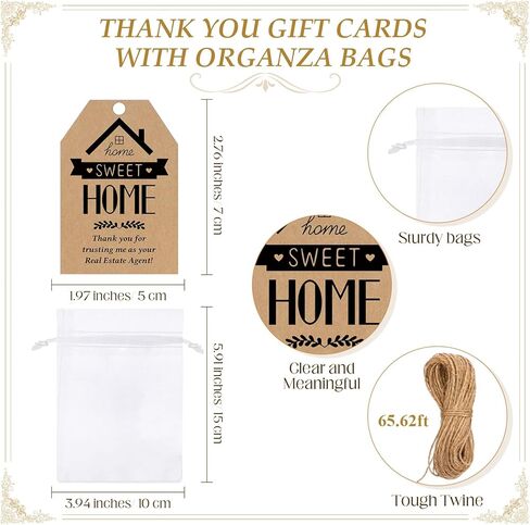 Estate Agent Gifts for Clients Sweet Home Keychain Thank You Cards and Organza Bags Real Estate in Saudi Arabia