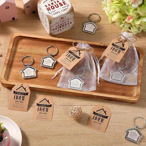 Estate Agent Gifts for Clients Sweet Home Keychain Thank You Cards and Organza Bags Real Estate in Saudi Arabia
