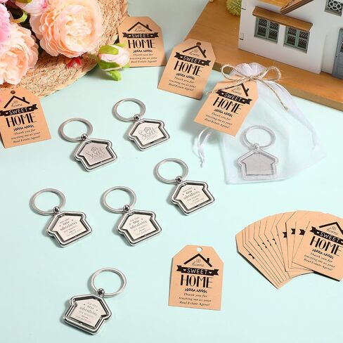 Estate Agent Gifts for Clients Sweet Home Keychain Thank You Cards and Organza Bags Real Estate in Saudi Arabia