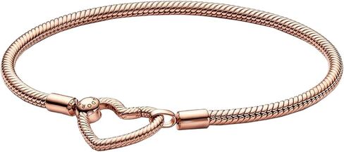 Pandora Moments Heart Closure Snake Chain Bracelet - Compatible Moments Charms Rose Gold Charm Bracelet for Women - Size 7.5" in Kuwait