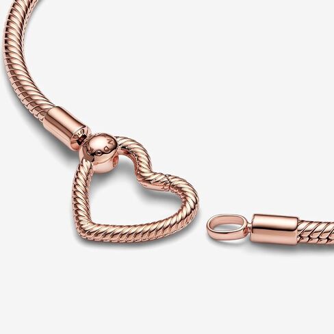Pandora Moments Heart Closure Snake Chain Bracelet - Compatible Moments Charms Rose Gold Charm Bracelet for Women - Size 7.5" in Kuwait