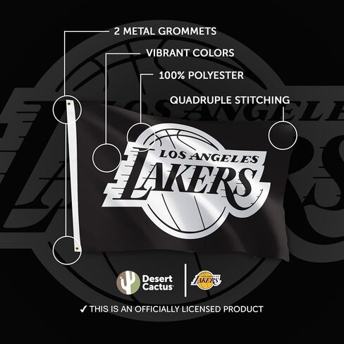 صبار الصحراء لوس أنجلوس ليكرز علم الرابطة الوطنية لكرة السلة NBA 100% بوليستر للاستخدام الداخلي والخارجي 3 × 5 أقدام فلاج LA (علم J) in Saudi Arabia
