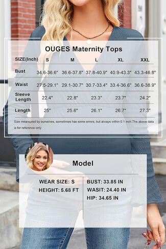 OUGES Wonens Long Bell Sleeve Tops الأمومة التفاف الخام in Saudi Arabia