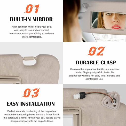 Beige Driver Left Side Sund Sun Visor Placent متوافق مع Nissan Murano 2009 2010 2011 2012 2013 2014 مع Light Reply 96401-1AA1B in Saudi Arabia