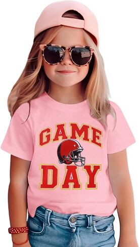 قميص كرة قدم لطفلة صبي فتاة مضحكة لعبة يوم GRAPHIC THERET THERT Kids Sports Fans Summer Summer Short Sleeve Tops in Kuwait