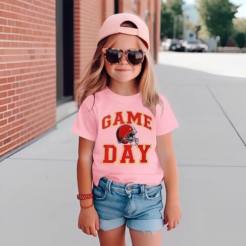 قميص كرة قدم لطفلة صبي فتاة مضحكة لعبة يوم GRAPHIC THERET THERT Kids Sports Fans Summer Summer Short Sleeve Tops in Kuwait