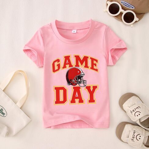 قميص كرة قدم لطفلة صبي فتاة مضحكة لعبة يوم GRAPHIC THERET THERT Kids Sports Fans Summer Summer Short Sleeve Tops in Kuwait