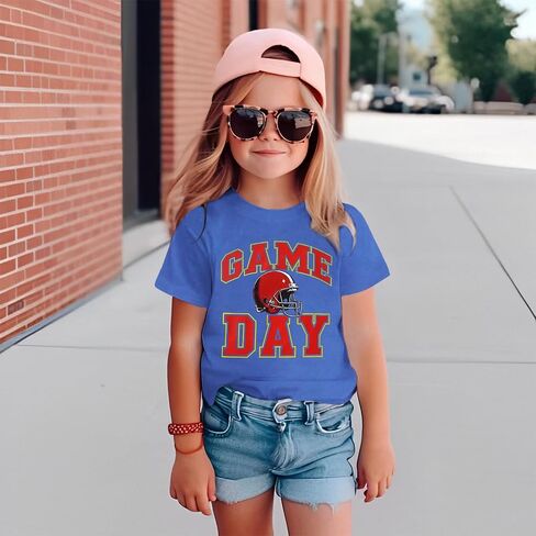 قميص كرة قدم لطفلة صبي فتاة مضحكة لعبة يوم GRAPHIC THERET THERT Kids Sports Fans Summer Summer Short Sleeve Tops in Kuwait