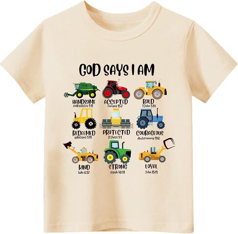 Christian Shirt for Boys God Says I Am Toddler Kids Bible Verse Jesus T-Shirt Dino Trucks Graphic Tops 2-7T in Saudi Arabia
