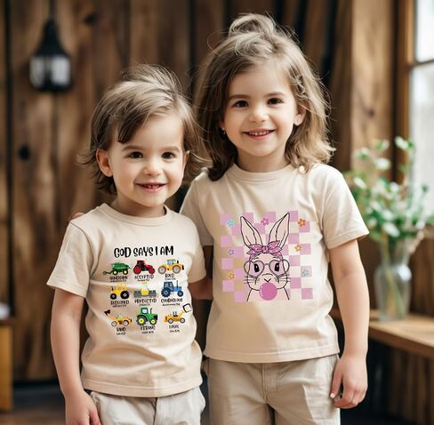 Christian Shirt for Boys God Says I Am Toddler Kids Bible Verse Jesus T-Shirt Dino Trucks Graphic Tops 2-7T in Saudi Arabia