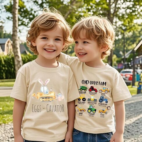 Christian Shirt for Boys God Says I Am Toddler Kids Bible Verse Jesus T-Shirt Dino Trucks Graphic Tops 2-7T in Saudi Arabia