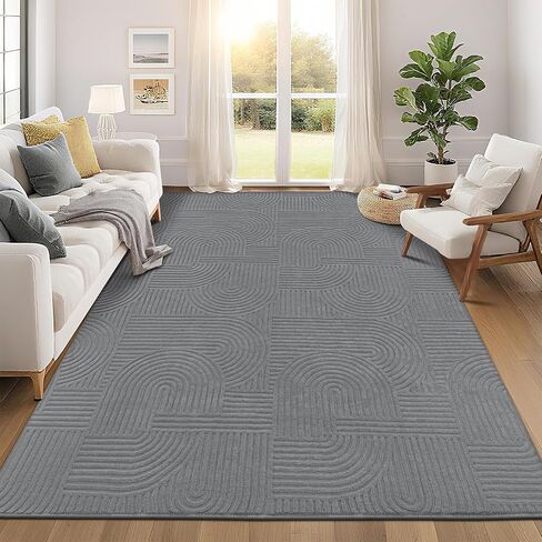 Pauwer 8x10 Washable Area Rugs for Living Room Modern Grey Solid Color Soft Fluffy Rugs for Bedroom Non Slip Boho Accent Indoor Mat Floor Carpet Cover for Kids Room Dining Room Kitchen Office in Saudi Arabia
