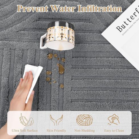 Pauwer 8x10 Washable Area Rugs for Living Room Modern Grey Solid Color Soft Fluffy Rugs for Bedroom Non Slip Boho Accent Indoor Mat Floor Carpet Cover for Kids Room Dining Room Kitchen Office in Saudi Arabia
