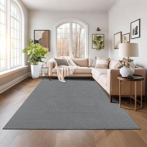 Pauwer 8x10 Washable Area Rugs for Living Room Modern Grey Solid Color Soft Fluffy Rugs for Bedroom Non Slip Boho Accent Indoor Mat Floor Carpet Cover for Kids Room Dining Room Kitchen Office in Saudi Arabia
