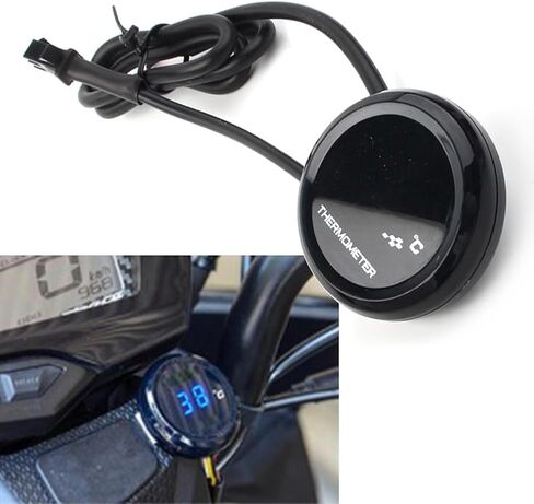 Cnfang4 Universal LCD Motorcycle Handlebar Mount Black Clock Temperature Thermometer For Most Motorcycles ATV Go Karts Quads Sport Dirt Bike Motocross Off Roads in Saudi Arabia