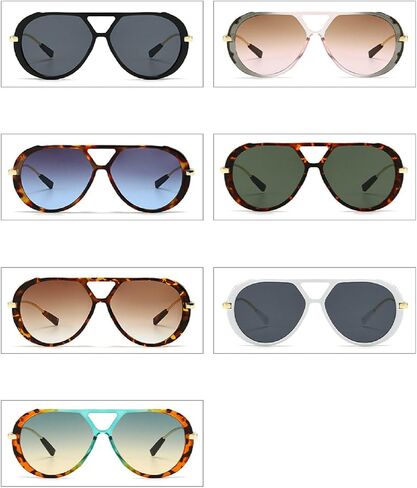 Oversized Pilot Sunglasses for Women Men Trendy,Large Big Double beam Designer Fashion Vintage Shades Retro Sun Glasses in Kuwait