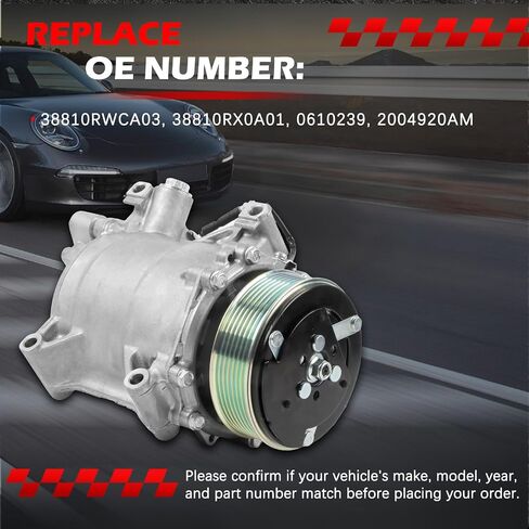 AC Compressor Compatible with 2007-2011 CRV/CR-V RDX A/C with Clutch Replacement for 38810RWCA03 38810RX0A01 0610239 2004920AM in Saudi Arabia