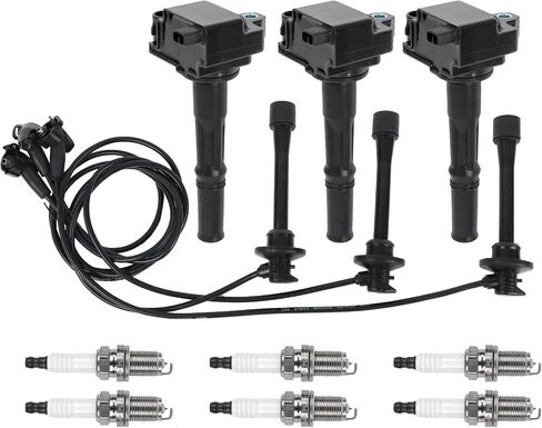 2PCS FD487 ملفات الإشعال + 8pcs شمعات الإشعال Iridium 8pcs سلالات شمعات الإشعال تناسب 1997-1999 F-150 ، 1993-1998 Mustang ، 1991-1997 Town Car 4.6l in Saudi Arabia