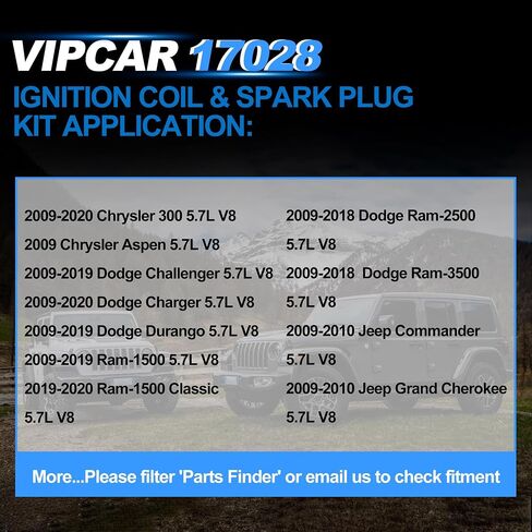 8+16 حزمة ملف الإشعال ومساعدات الإشعال Iridium تتوافق مع Dodge 2008-2020 RAM Pickup 5.7/6.4L ، Charger Challenger ، لـ Chrysler 2009-2020 300 5.7/6.1L Aspen ، 2008-2019 Grand Cherokee in Saudi Arabia
