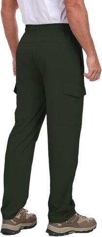 رجالي التنزه السراويل UPF 50+ البضائع سريع جاف مقاوم للماء خصر مرن جيوب بسحاب السفر عمل خفة الوزن ركض in Kuwait