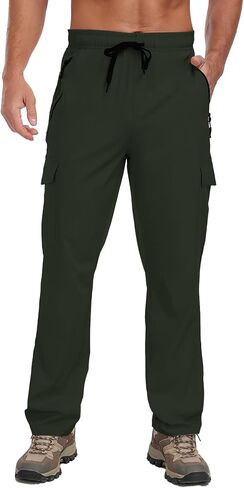 رجالي التنزه السراويل UPF 50+ البضائع سريع جاف مقاوم للماء خصر مرن جيوب بسحاب السفر عمل خفة الوزن ركض in Kuwait