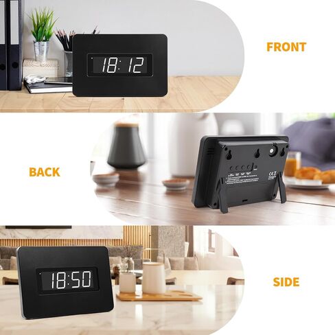 Digital Wall Clock Battery Operated with LED Display, Wall Clock with Backlight, Table-top, Alarm, Brightness Adjustable,12/24Hr in Kuwait