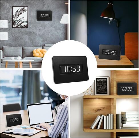 Digital Wall Clock Battery Operated with LED Display, Wall Clock with Backlight, Table-top, Alarm, Brightness Adjustable,12/24Hr in Kuwait