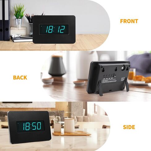 Digital Wall Clock Battery Operated with LED Display, Wall Clock with Backlight, Table-top, Alarm, Brightness Adjustable,12/24Hr in Kuwait
