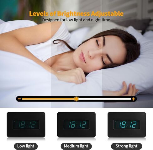 Digital Wall Clock Battery Operated with LED Display, Wall Clock with Backlight, Table-top, Alarm, Brightness Adjustable,12/24Hr in Kuwait