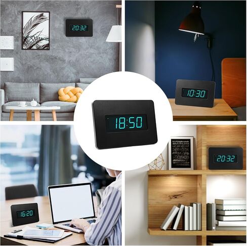 Digital Wall Clock Battery Operated with LED Display, Wall Clock with Backlight, Table-top, Alarm, Brightness Adjustable,12/24Hr in Kuwait