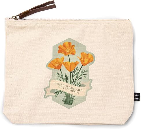 Lantern Press Santa Barbara, California, Vintage Flora, California Poppy, 100% Cotton Zipper Pouch, Travel Accessory, Go Bag in Saudi Arabia