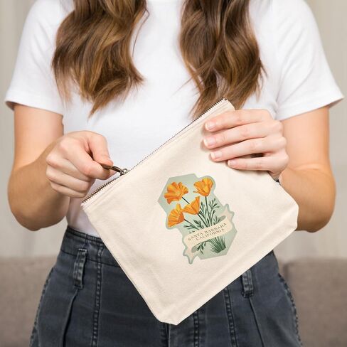 Lantern Press Santa Barbara, California, Vintage Flora, California Poppy, 100% Cotton Zipper Pouch, Travel Accessory, Go Bag in Saudi Arabia